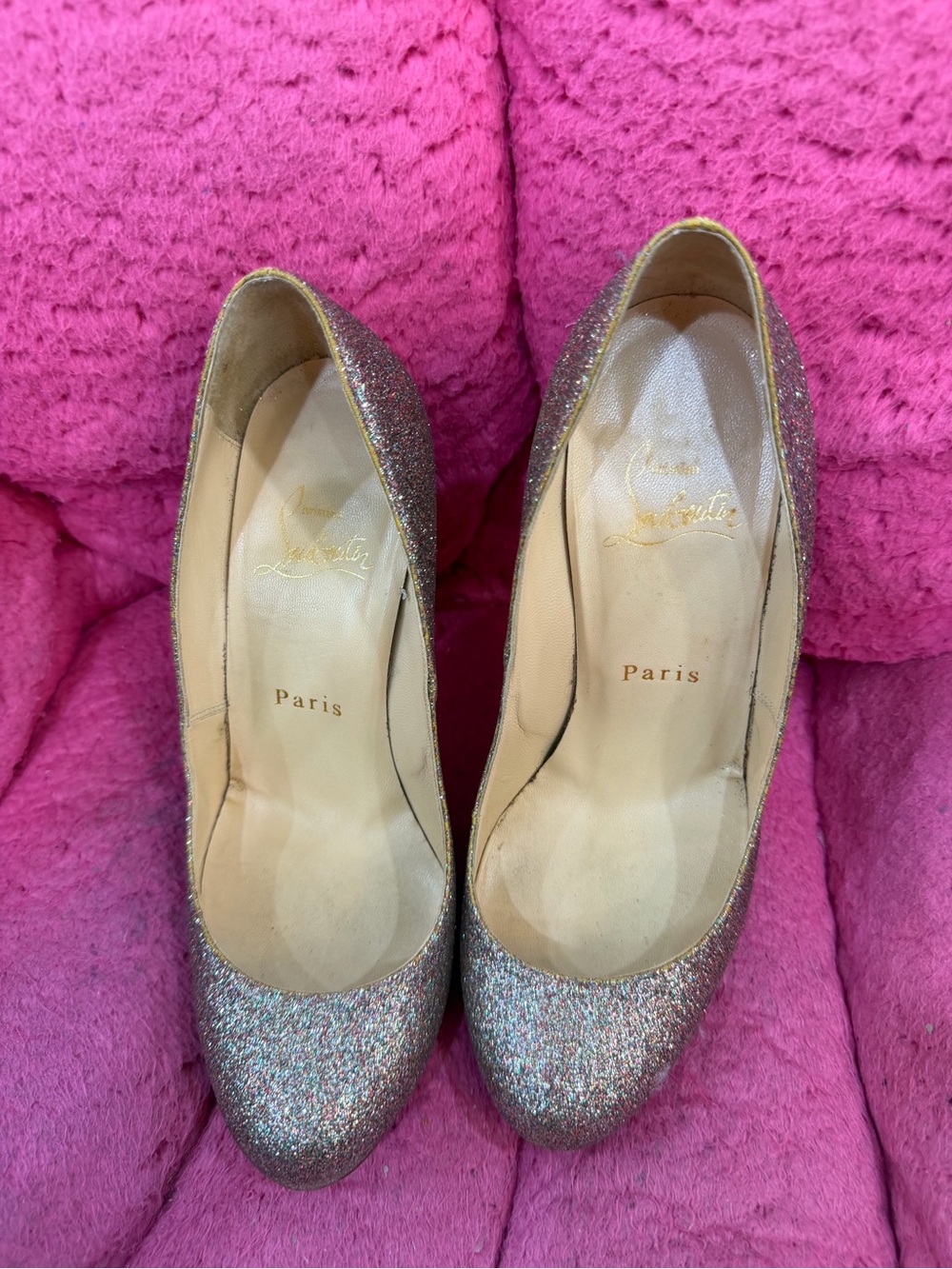 Christian Louboutin Multicolor Glitter Round-Toe Pumps